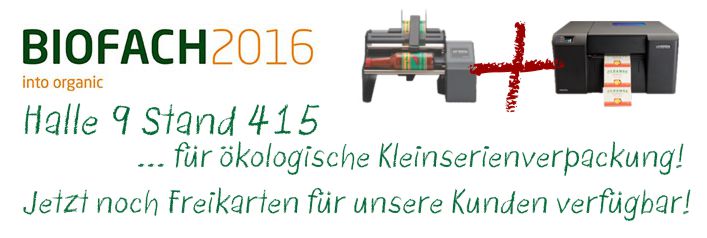 Karley auf der Biofach 2016 mit neuen Etikettenmaterial und neuen Druckern