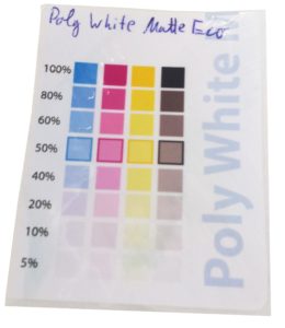 Poly White Matte ECO nach kurzem Bespritzen mit Wasser