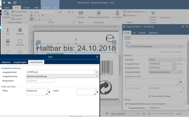 Versionsunterschiede zwischen NiceLabel 2017 Free und Express Edition