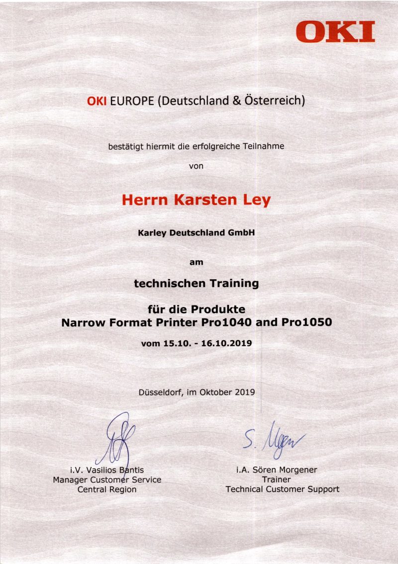 Neue Firmware für den OKI1050 Pro und Oki 1040 Pro verfügbar