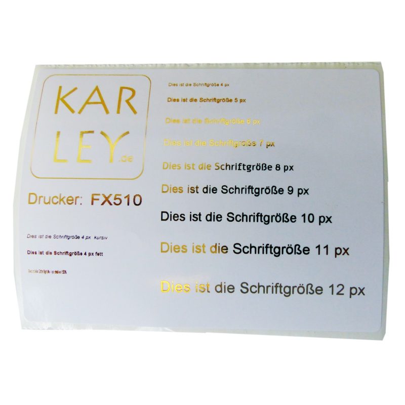 Thermoetikettendrucker DTM FX510e - Lesbarkeit der Schrift