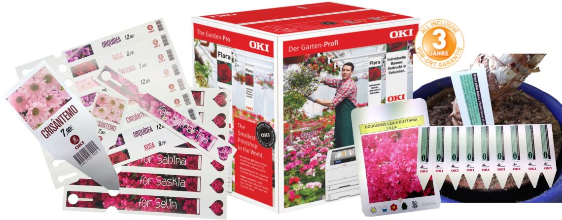 Pflanzenetiketten und Banner für Baumärkte und Gartencenter einfach selbst drucken