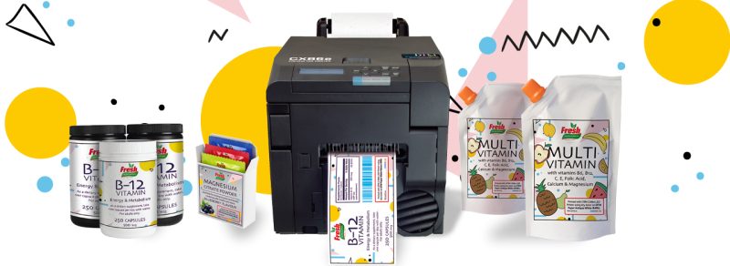 Der ideale Drucker für haltbare bunte Aufkleber am POS - personalisiert und Besucherausweise- DTM Print CX86e