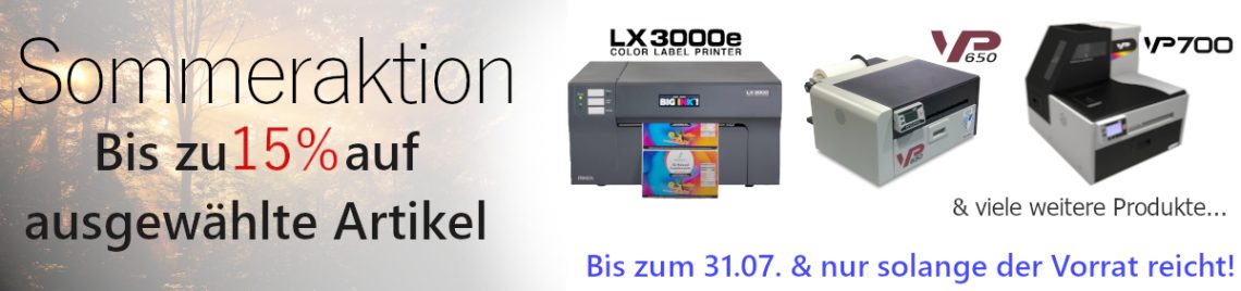 Karley Sommeraktion: Bis zu 15% auf ausgewählte Artikel u.a. Primera LX610e, LX3000e, VP700 bis zum 31.07.2022 und nur solange der Vorrat reicht