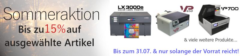 Karley Sommeraktion: Bis zu 15% auf ausgewählte Artikel u.a. Primera LX610e, LX3000e, VP700 bis zum 31.07.2022 und nur solange der Vorrat reicht