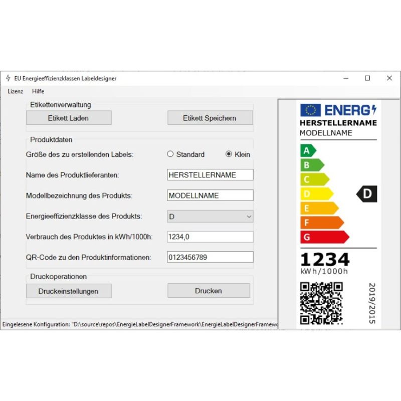 EnergieEtiketten Designer für Leuchtmittel -Programm zum Designen von Energieetiketten gemäß EU-Verordnung 2019/2015 jetzt kostenlos