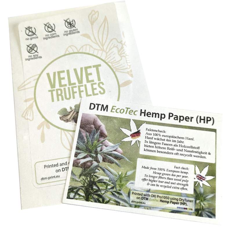 NEU: DTM EcoTec Hanfpapier für Umweltfreundliche und recyclebare Etiketten