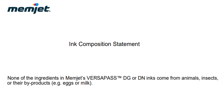 Tinte ohne Tierprodukte bei Memjet Druckern