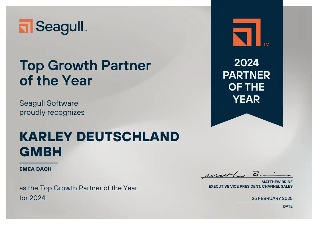Karley wird als Top Growth Partner 2024 von Seagull Scientific ausgezeichnet