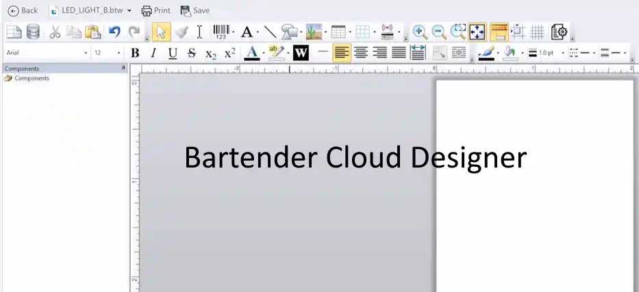 Bartender Cloud Designer Ansicht